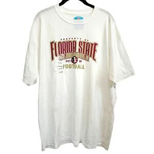 NWT J. America Florida State Seminoles Football White Short Sleeve Shirt XL